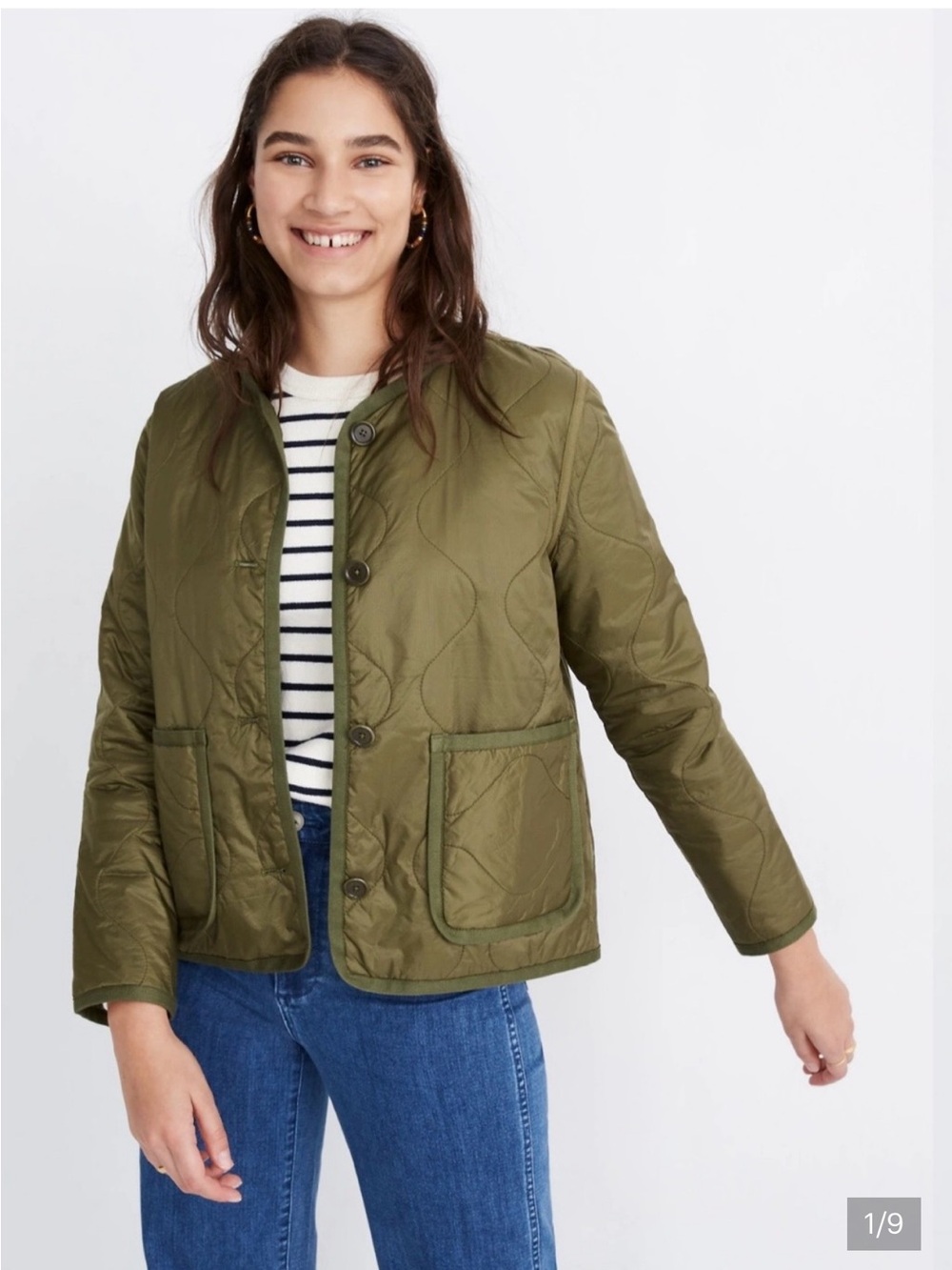 Madewell Quilted Liner Olive Green Bomber Jacket